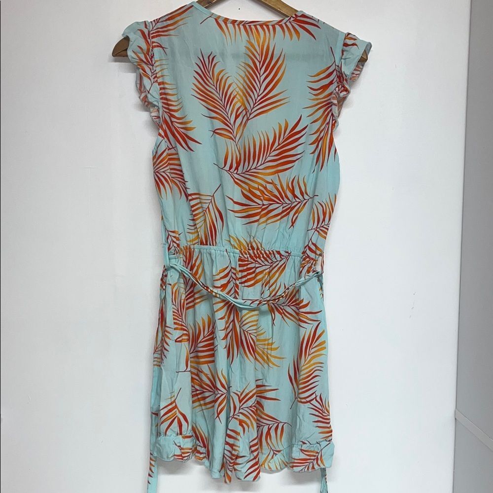 Cupshe Sz SMALL Lightweight Tropical Leaf Romper w/ Stretch Waist, Ruffles #boho - Picture 13 of 14